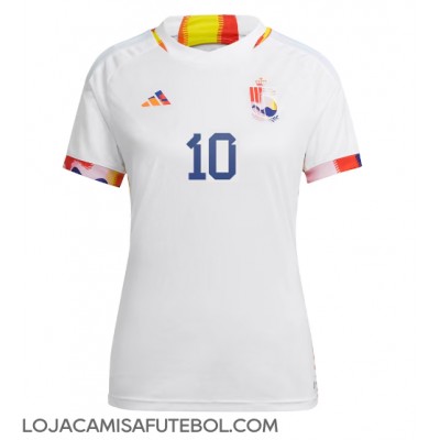Camisa de Futebol Bélgica Eden Hazard #10 Equipamento Secundário Mulheres Mundo 2022 Manga Curta